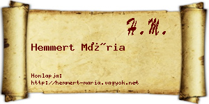Hemmert Mária névjegykártya