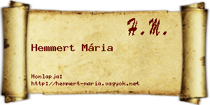 Hemmert Mária névjegykártya